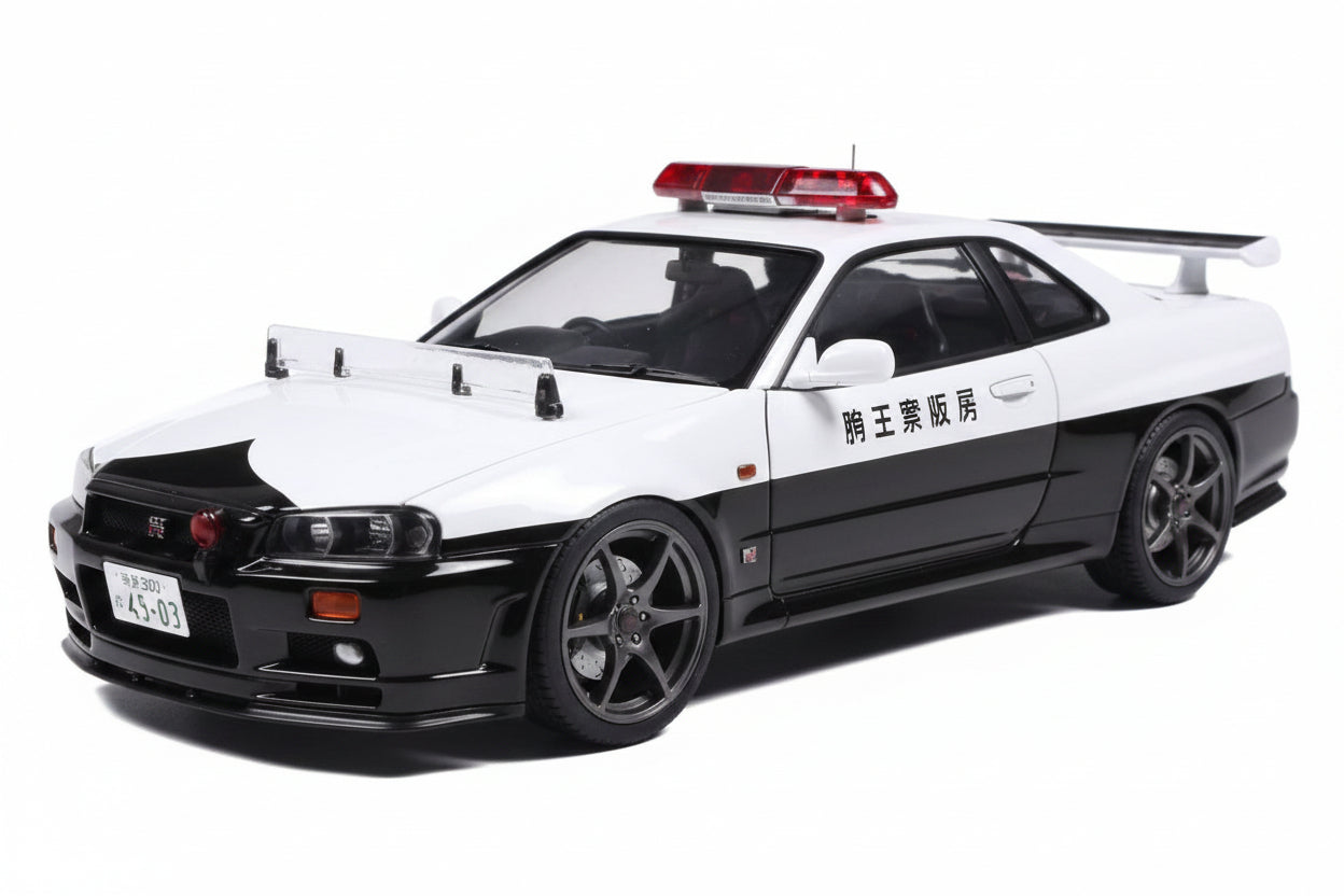NISSAN - SKYLINE 34 GT-R (BNR34) JAPAN POLICE 2019 - WHITE BLACK