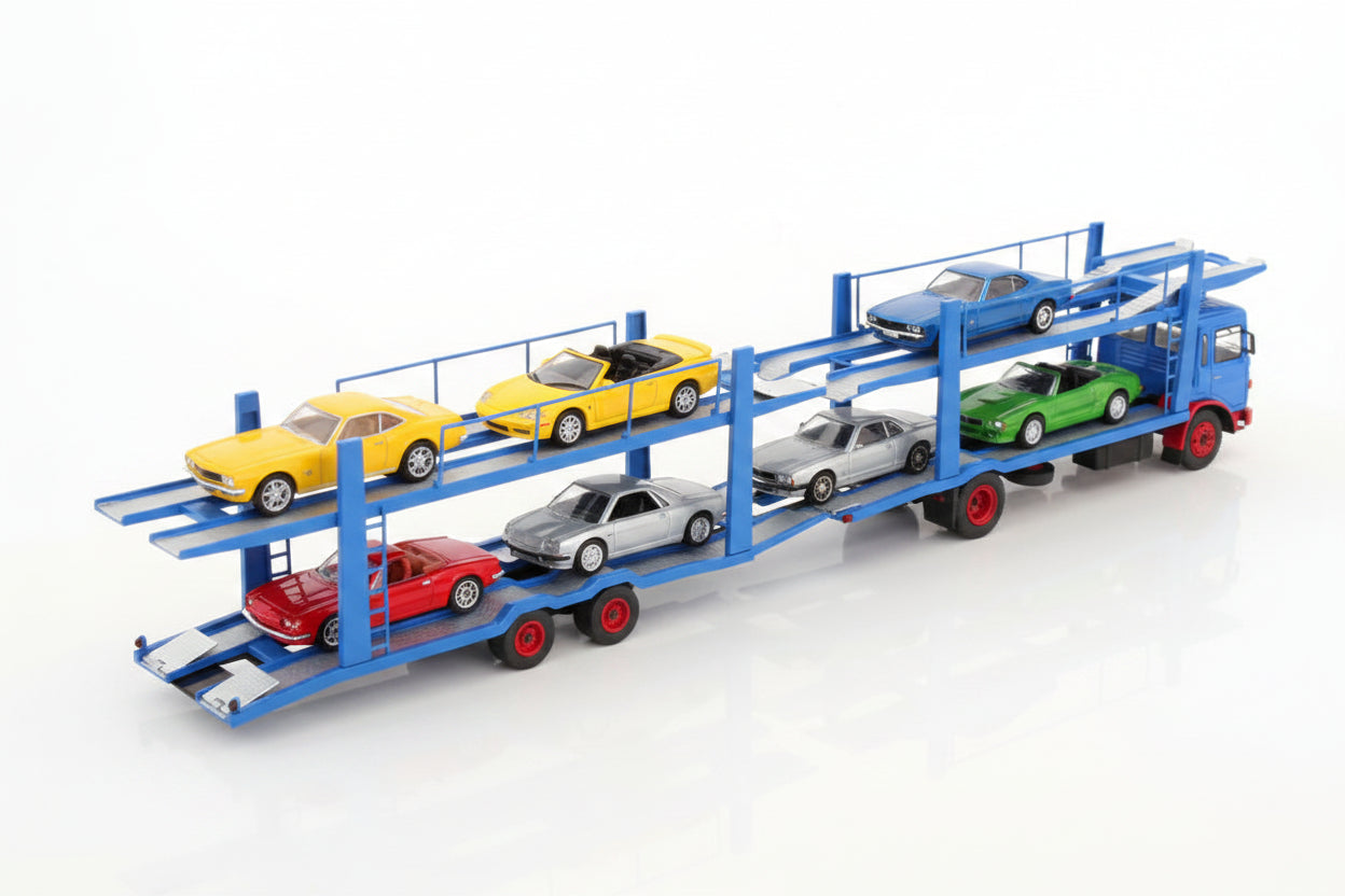 MAN Autotransporter mit Anhänger, blau/rot, 1970
