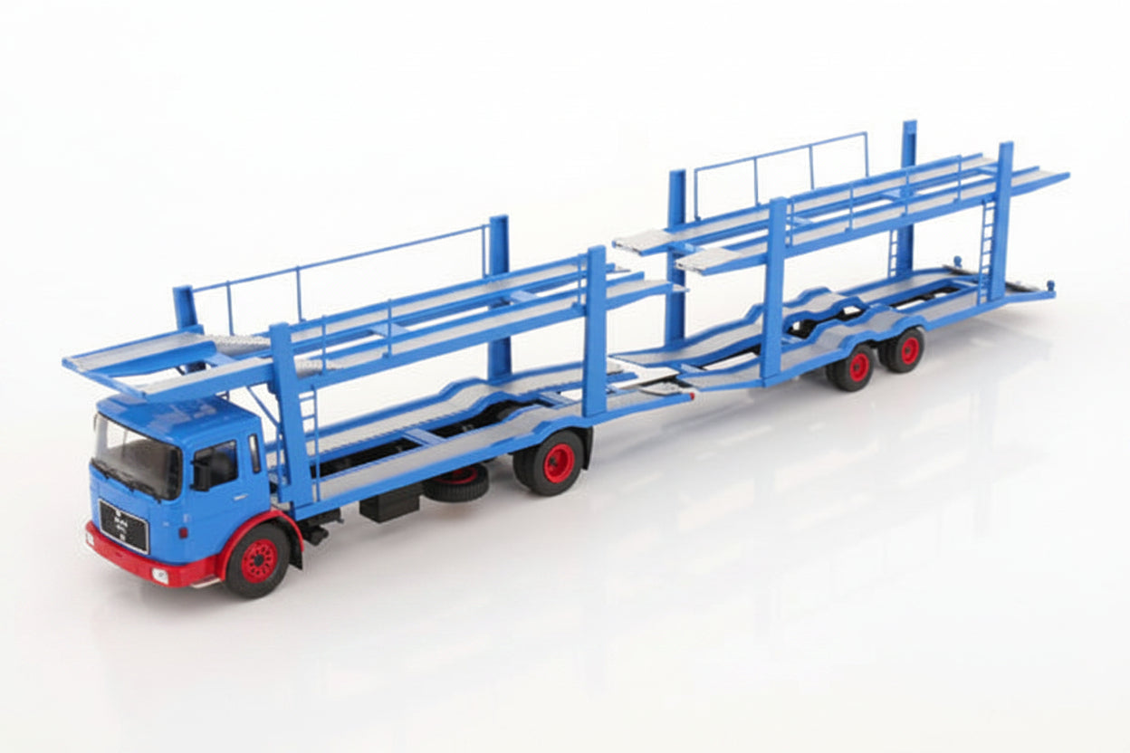 MAN Autotransporter mit Anhänger, blau/rot, 1970
