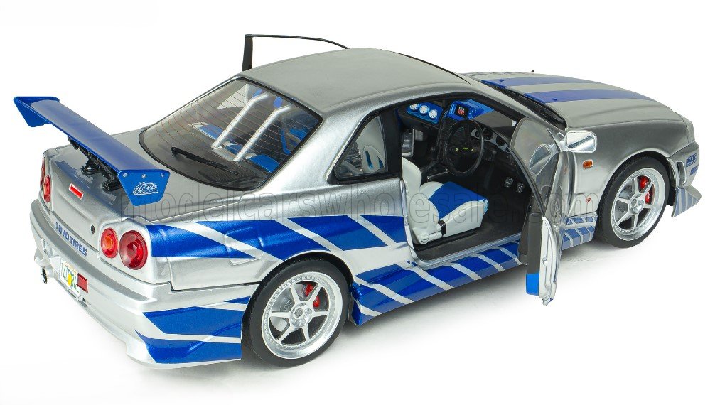 NISSAN - BRIAN'S SKYLINE GT-R (BNR34) COUPE 1999 - PAUL WALKER - FAST & FURIOUS - SILVER BLUE
