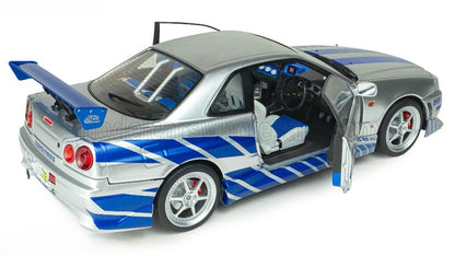 NISSAN - BRIAN'S SKYLINE GT-R (BNR34) COUPE 1999 - PAUL WALKER - FAST & FURIOUS - SILVER BLUE