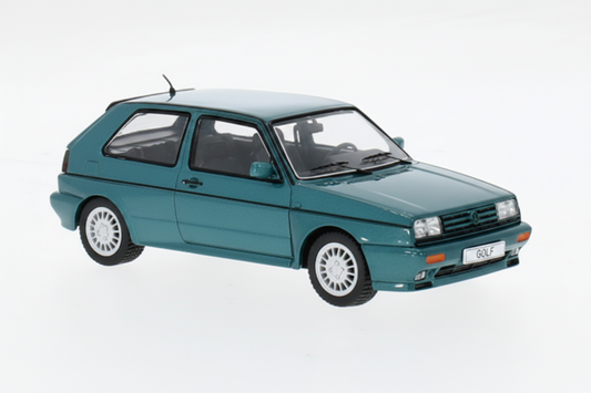 VW Golf Rally G60 1990 greenmetallic mit Vitrine