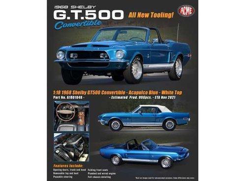 Shelby GT500 Convertible 1968 - Acapulco Blue & White Top