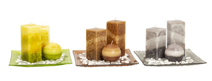 Duftkerzen-Set mit Glasteller (3-teilig)