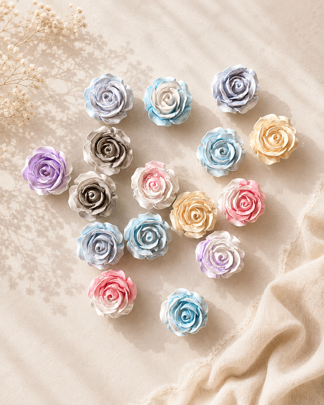 Gipsrosen handgegossen – Dekorative Rosen in Wunschfarbe | 3er Set, 9er Set oder 15er Set für Hochzeit, Taufe & Tischdeko 🌹