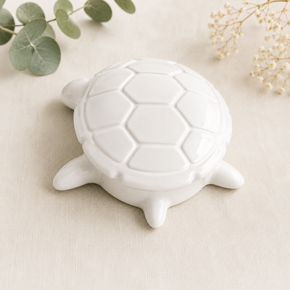 Schildkröten-Dose mit Deckel – Schmuckdose aus Keramikguss mit Wunschtext