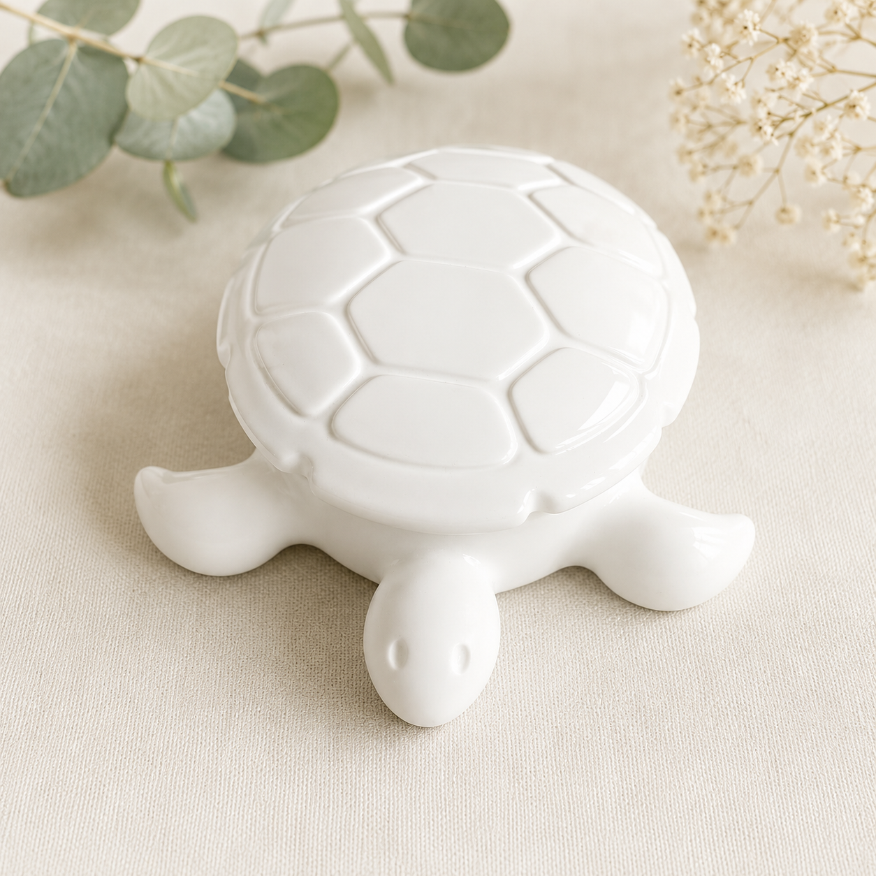 Schildkröten-Dose mit Deckel – Schmuckdose aus Keramikguss mit Wunschtext