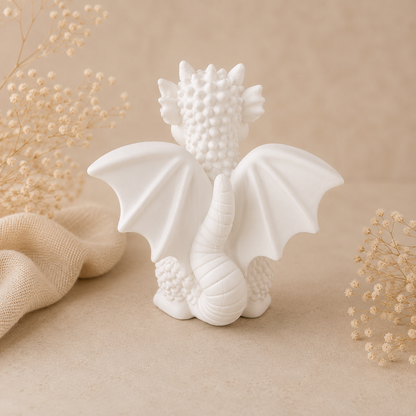 Kleiner Drache mit Rosen – Handgefertigte Geschenk- und Dekofigur, Wunschfarbe möglich