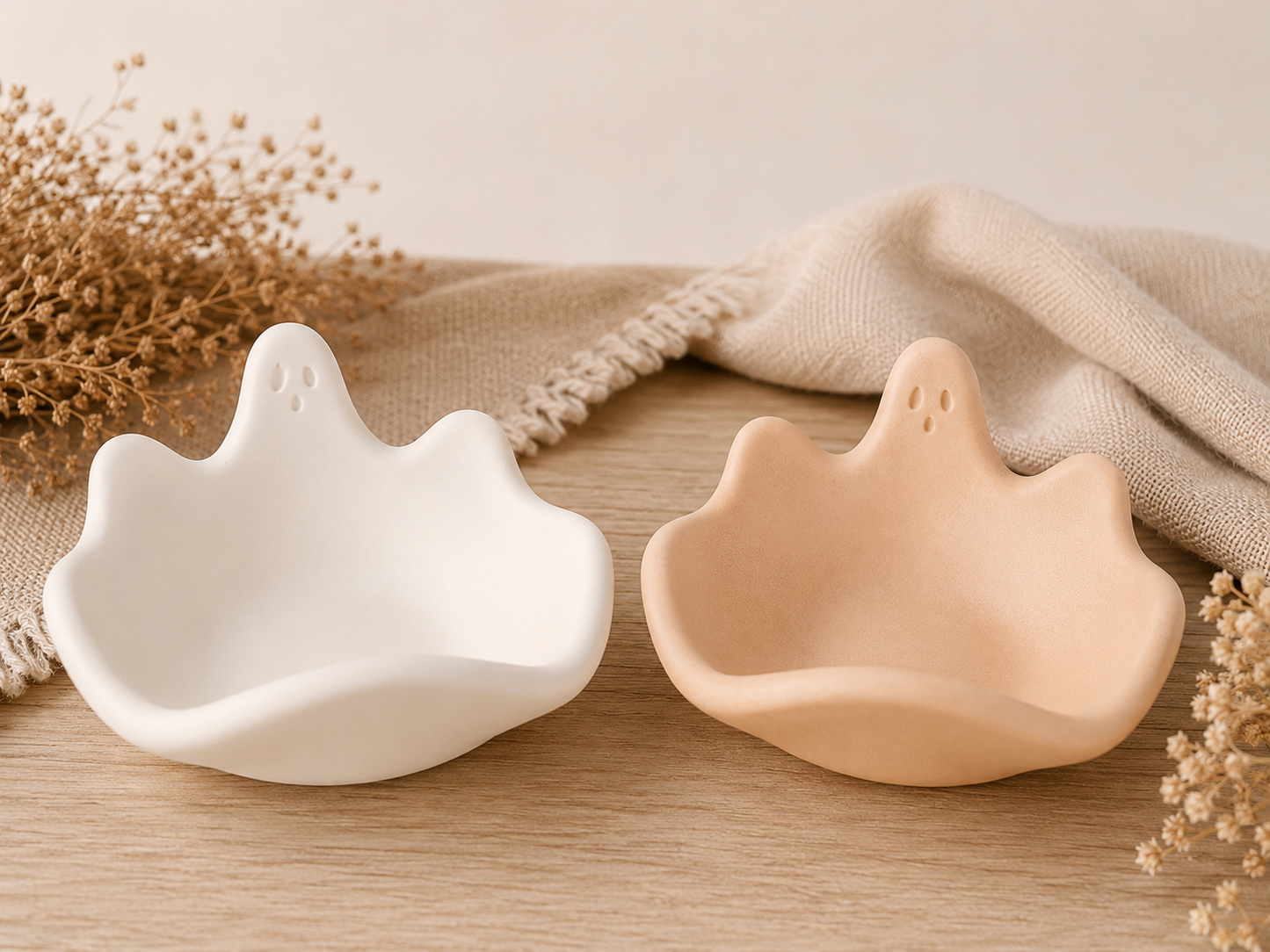 Geisterschale aus Keramikgips – Dekoschale für Schmuck, Schlüssel & Süßigkeiten