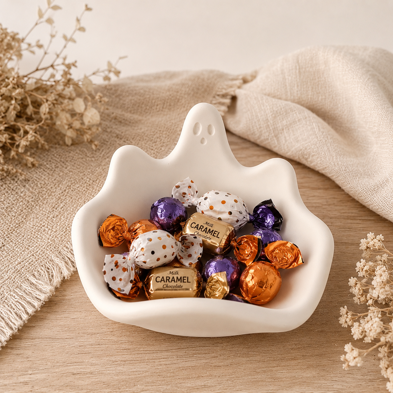 Geisterschale aus Keramikgips – Dekoschale für Schmuck, Schlüssel & Süßigkeiten