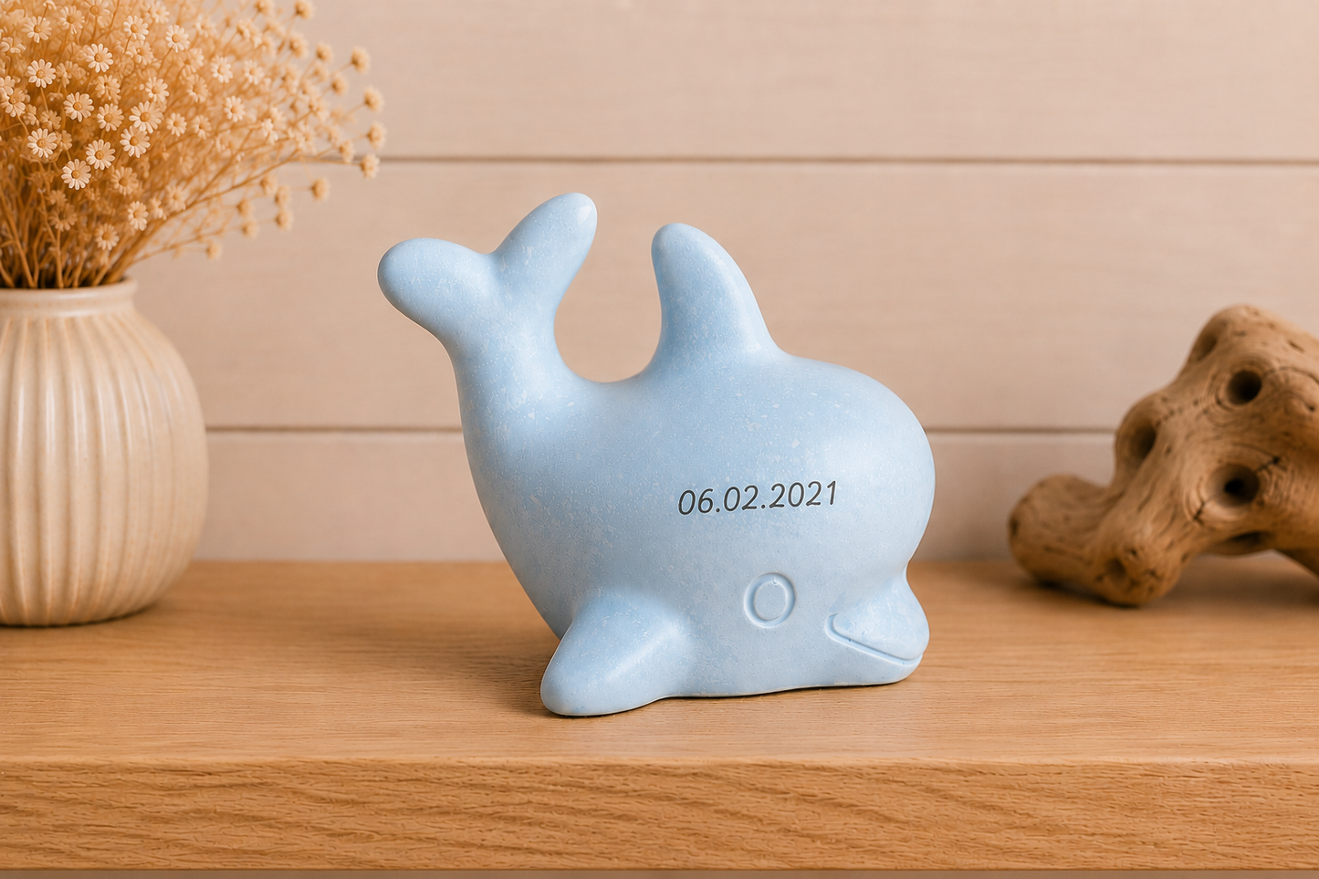 Personalisierter Delfin aus Keramikgießmasse – Wunschfarbe & Beschriftung | Geschenk zur Geburt, Taufe, Erinnerung & maritime Dekoration