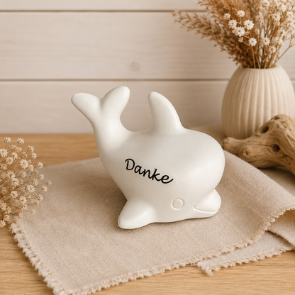 Personalisierter Delfin aus Keramikgießmasse – Wunschfarbe & Beschriftung | Geschenk zur Geburt, Taufe, Erinnerung & maritime Dekoration