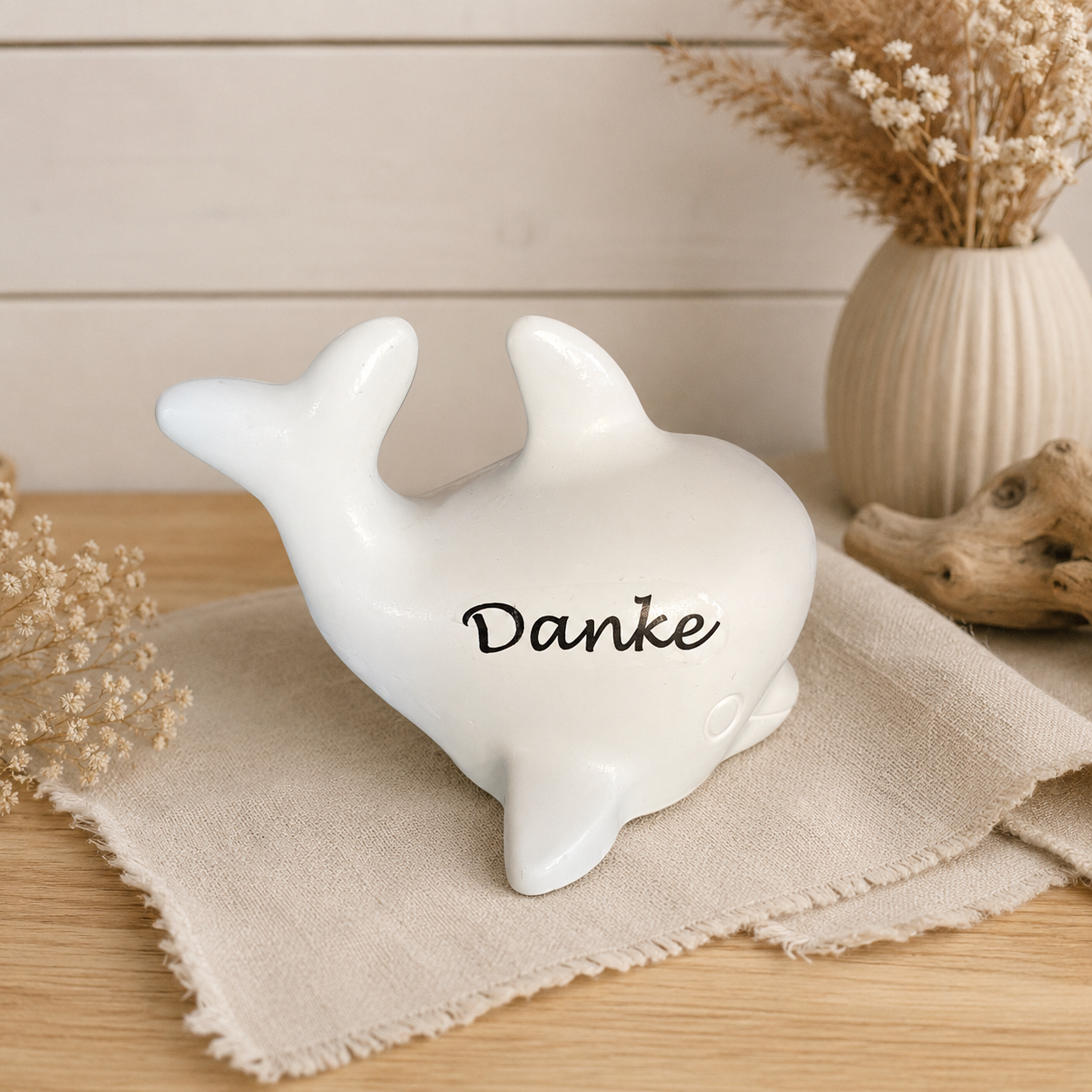 Personalisierter Delfin aus Keramikgießmasse – Wunschfarbe & Beschriftung | Geschenk zur Geburt, Taufe, Erinnerung & maritime Dekoration