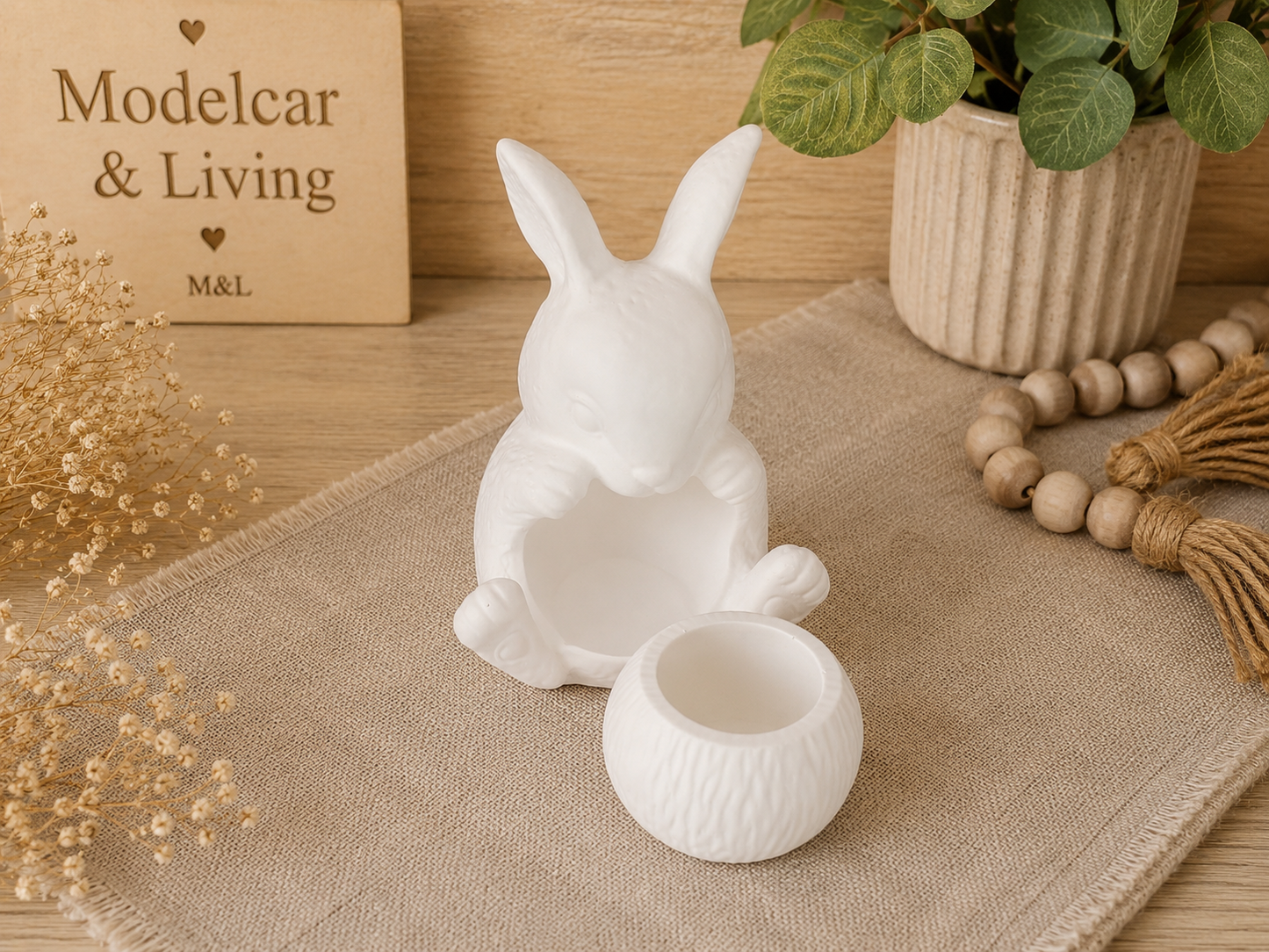 Raysin Hase mit herausnehmbarer Schale | Kerzenhalter, Mini-Vase & Schmuckhalter | Farbwahl