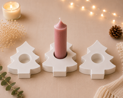 Stabkerzenhalter Tanne aus Gießkeramik, Handgefertigt, Wunschfarbe möglich, Weihnachts- & Adventsdeko