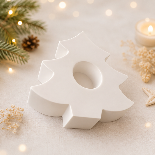 Stabkerzenhalter Tanne aus Gießkeramik, Handgefertigt, Wunschfarbe möglich, Weihnachts- & Adventsdeko