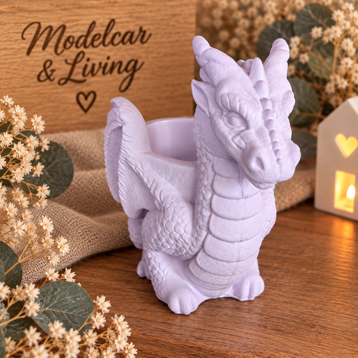 🐉 Vielseitiger Drachen-Halter aus Gips – Stiftehalter, Kerzenhalter & Deko