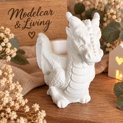🐉 Vielseitiger Drachen-Halter aus Gips – Stiftehalter, Kerzenhalter & Deko