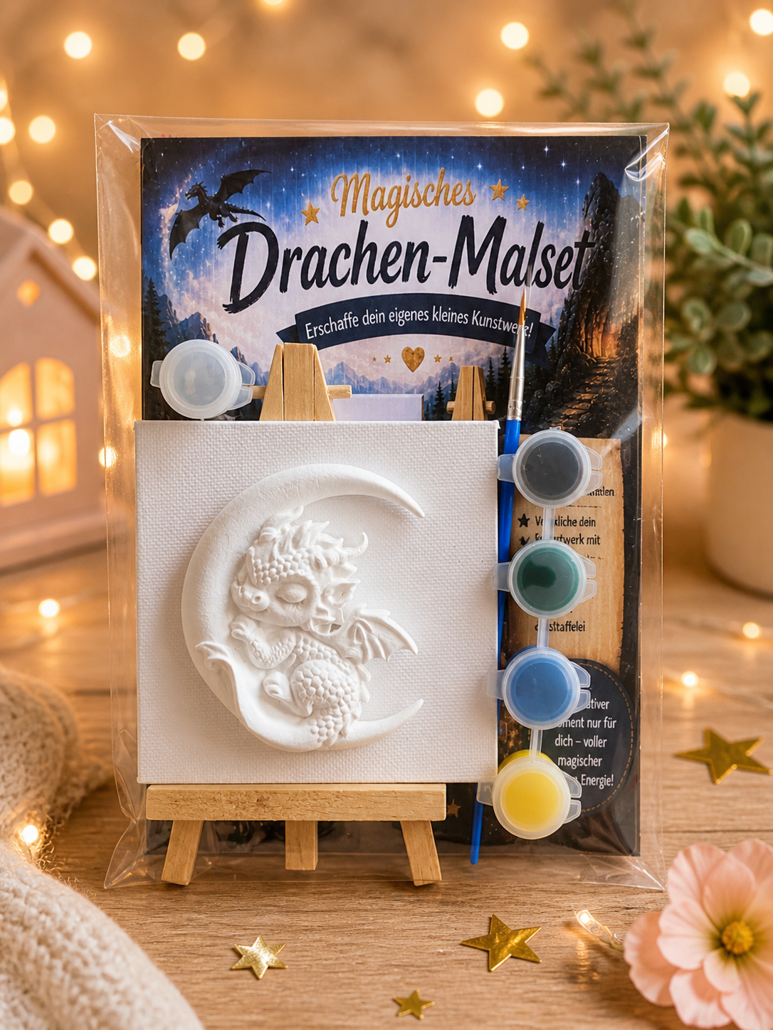 Magisches Drachen Malset für Kinder – DIY Kreativset mit 3D Leinwand