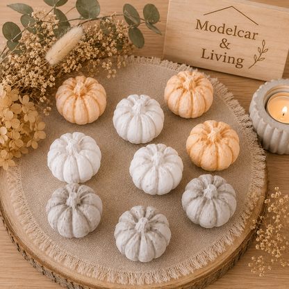 Mini Kürbisse aus Keramikgips – 3er Set | Wunschfarbe | Herbstdeko | 2,5 cm | Handmade