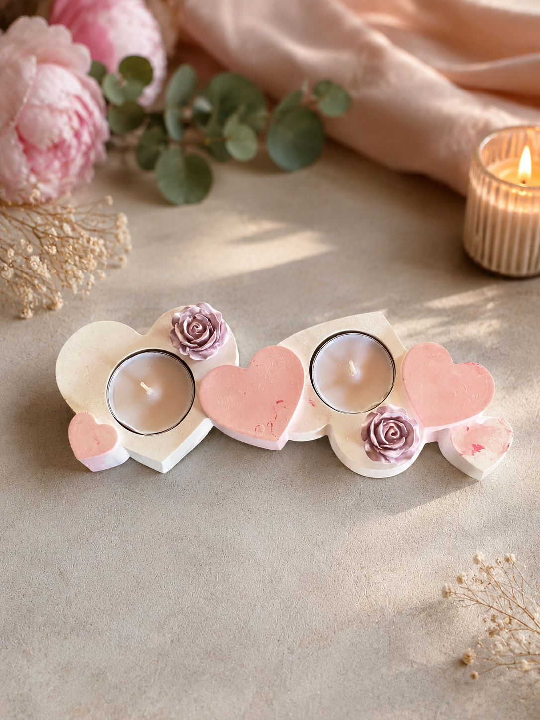 Romantischer Herz Teelichthalter mit Rosen – Liebevolle Deko & Geschenkidee 💖