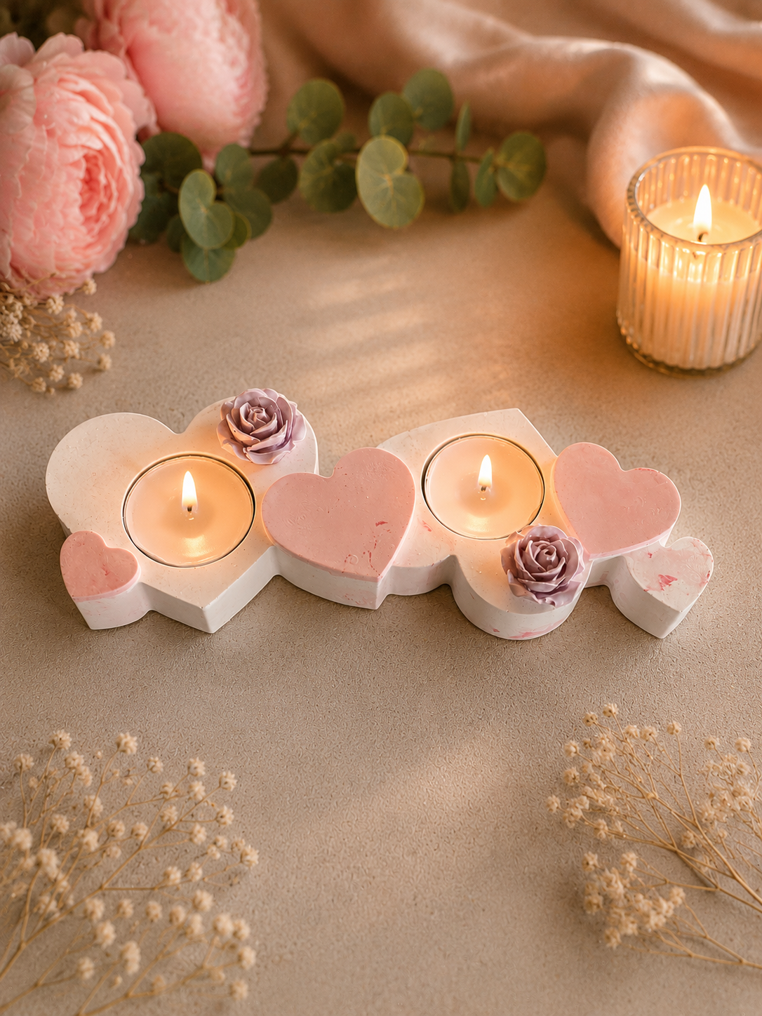 Romantischer Herz Teelichthalter mit Rosen – Liebevolle Deko & Geschenkidee 💖