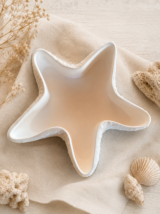 Seestern-Schale mit Muscheln – Maritime Deko, Schmuckschale & Kerzenschale | Handgegossen