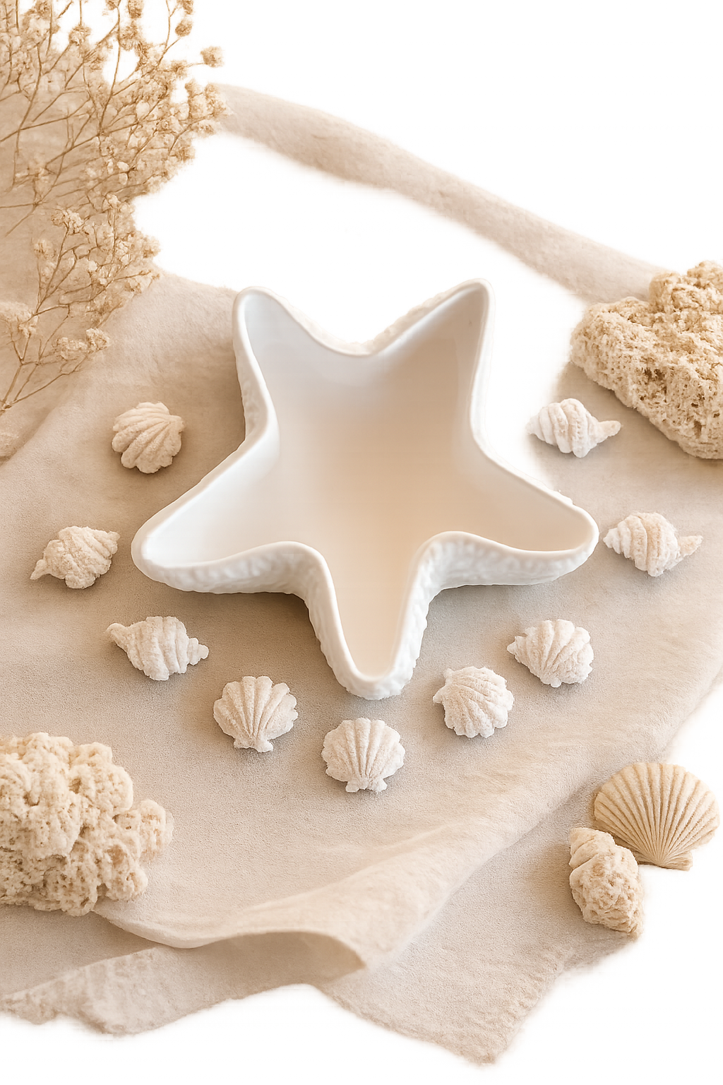 Seestern-Schale mit Muscheln – Maritime Deko, Schmuckschale & Kerzenschale | Handgegossen