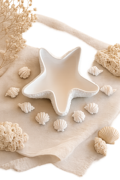 Seestern-Schale mit Muscheln – Maritime Deko, Schmuckschale & Kerzenschale | Handgegossen