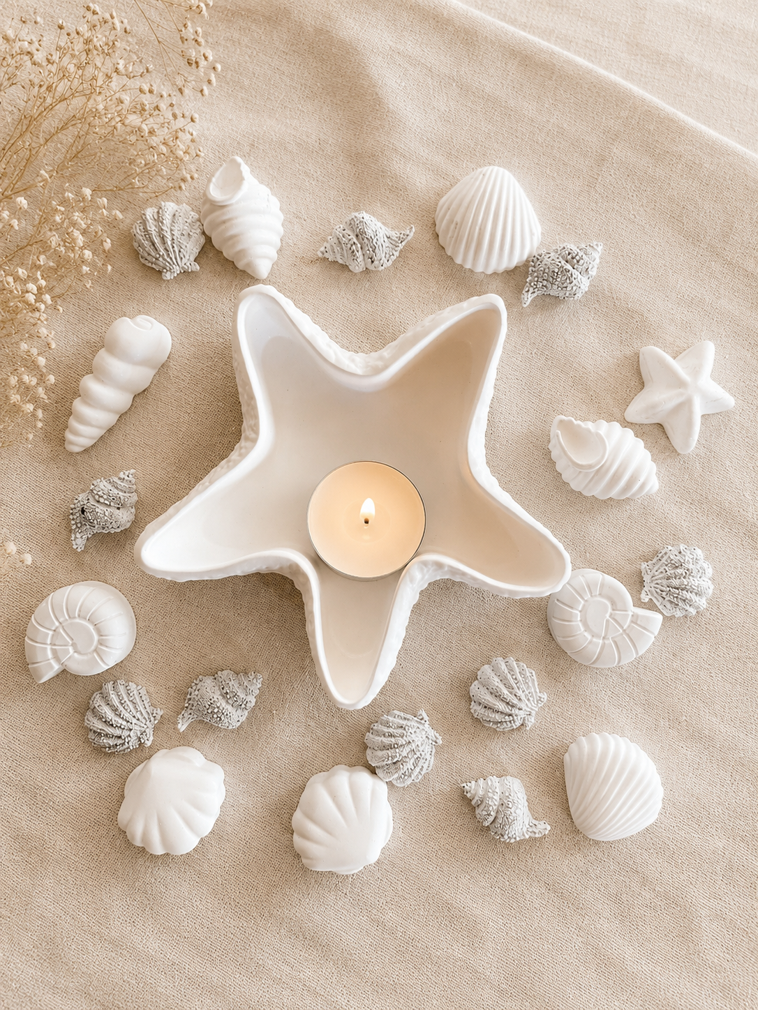 Seestern-Schale mit Muscheln – Maritime Deko, Schmuckschale & Kerzenschale | Handgegossen
