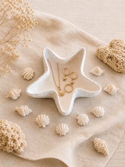 Seestern-Schale mit Muscheln – Maritime Deko, Schmuckschale & Kerzenschale | Handgegossen