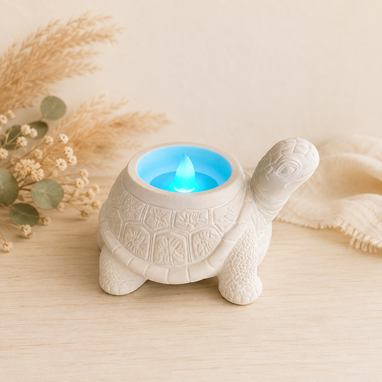 Handgefertigte Schildkröte – Kerzenhalter & Dekoschale für Teelicht, Stumpenkerze oder LED-Licht