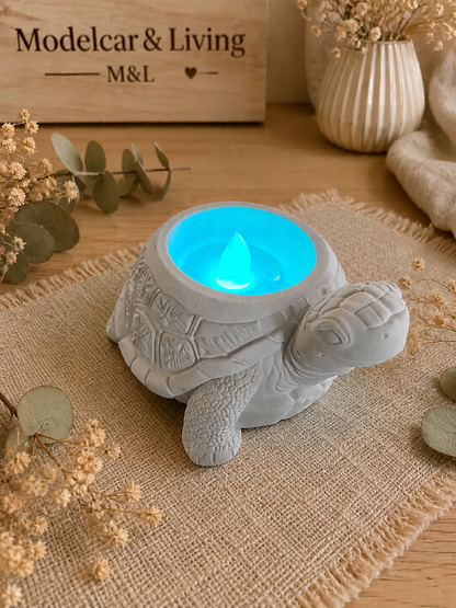 Handgefertigte Schildkröte – Kerzenhalter & Dekoschale für Teelicht, Stumpenkerze oder LED-Licht