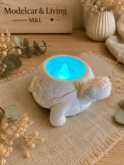 Handgefertigte Schildkröte – Kerzenhalter & Dekoschale für Teelicht, Stumpenkerze oder LED-Licht