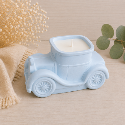 Vintage Auto Kerze – Handgegossene Kerze im Oldtimer aus Keramikgips, Ohne Duft, Wunschfarbe möglich
