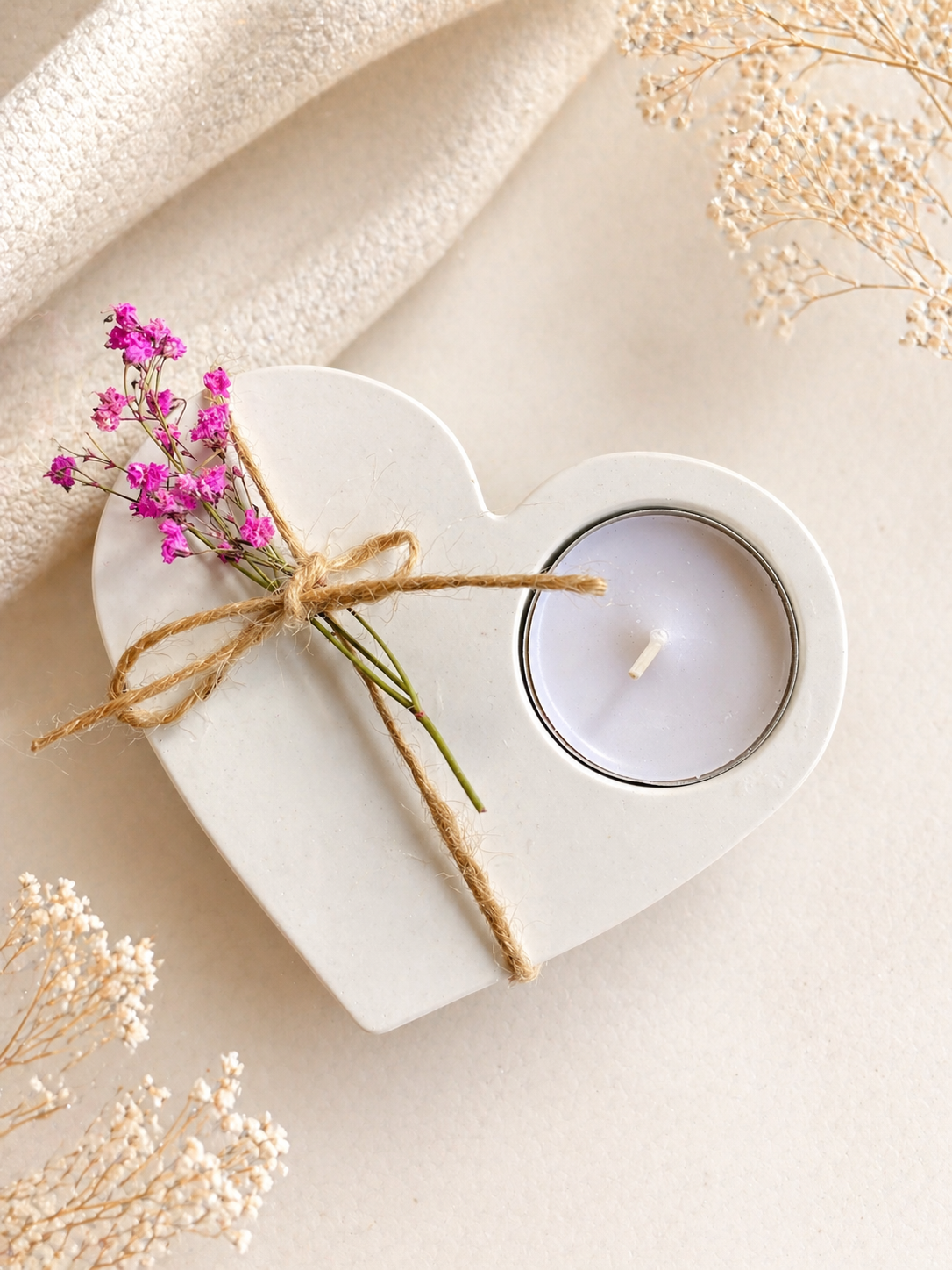 Herz Teelichthalter – handgemacht mit Trockenblumen oder Rose | liebevolle Geschenkidee