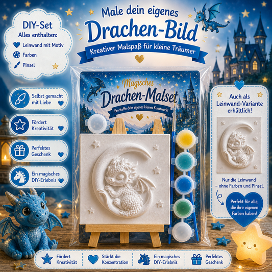 Magisches Drachen Malset für Kinder – DIY Kreativset mit 3D Leinwand