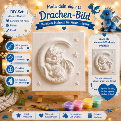 Magisches Drachen Malset für Kinder – DIY Kreativset mit 3D Leinwand