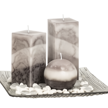 Duftkerzen-Set mit Glasteller (3-teilig)