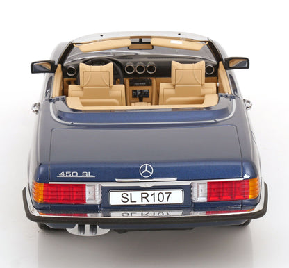 Mercedes 450 SL R107 EU-Version mit abnehmbarem Softtop 1985 blaumetallic