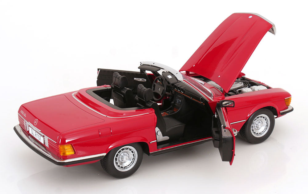 Mercedes 450 SL R107 EU-Version mit abnehmbarem Softtop 1985 rot