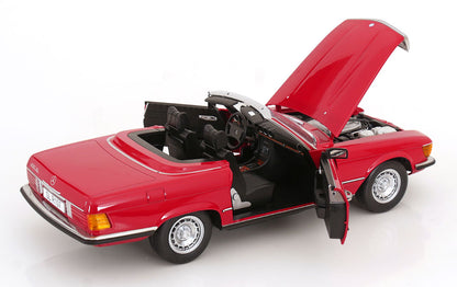 Mercedes 450 SL R107 EU-Version mit abnehmbarem Softtop 1985 rot