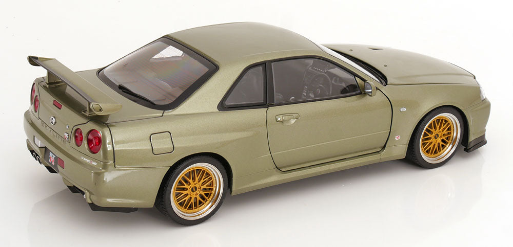Nissan Skyline GT-R R34 V-Spec Nür BBS Felgen 2001 hellgrün-metallic