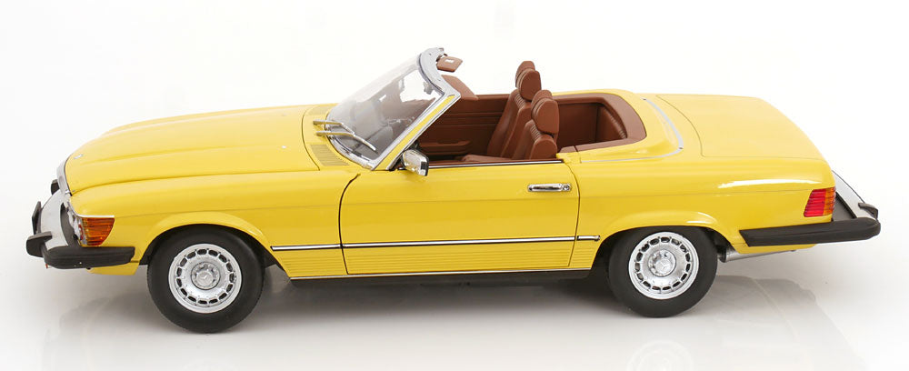 Mercedes 450 SL R107 US-Version mit abnehmbarem Softtop 1985 gelb