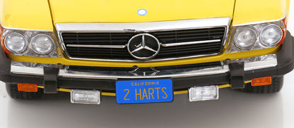 Mercedes 450 SL R107 US-Version mit abnehmbarem Softtop 1985 gelb