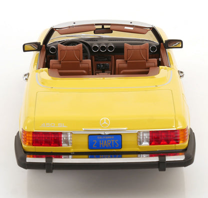 Mercedes 450 SL R107 US-Version mit abnehmbarem Softtop 1985 gelb