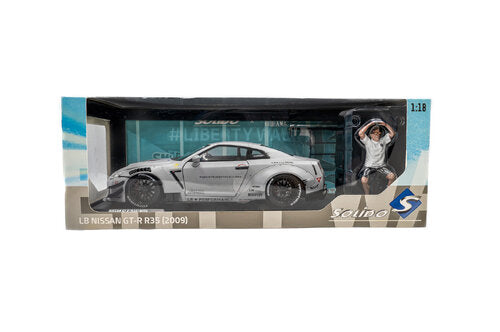 NISSAN - GT-R (R35) TYPE 2 LIBERTY WALK LB WORKS COUPE WITH AMERICAN DIORAMA FIGURE 2018 - GREY