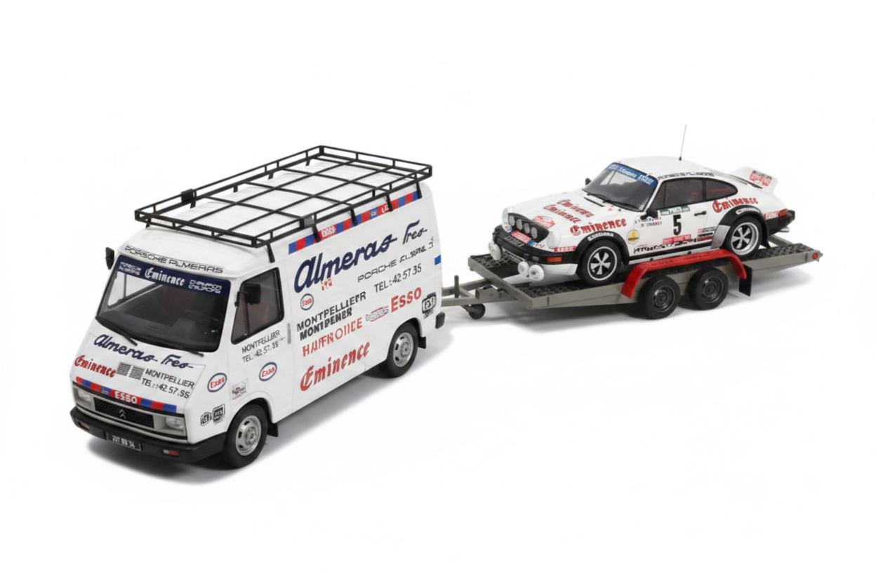 RALLYE PACK Citroën C35 + Porsche 911 SC GR.4 #5 THERIER Rallye de Portugal 1981 + Trailer