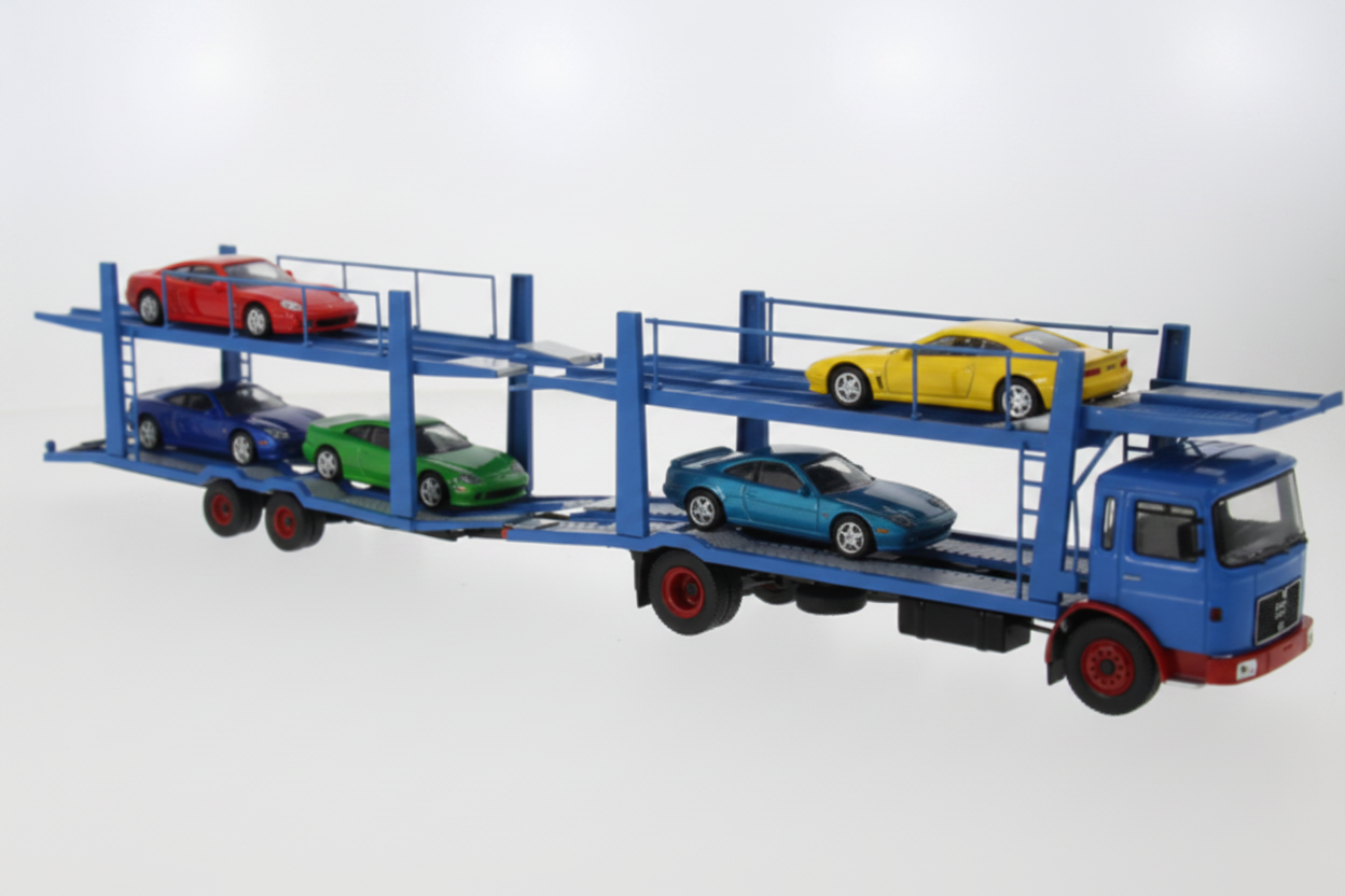MAN Autotransporter mit Anhänger, blau/rot, 1970