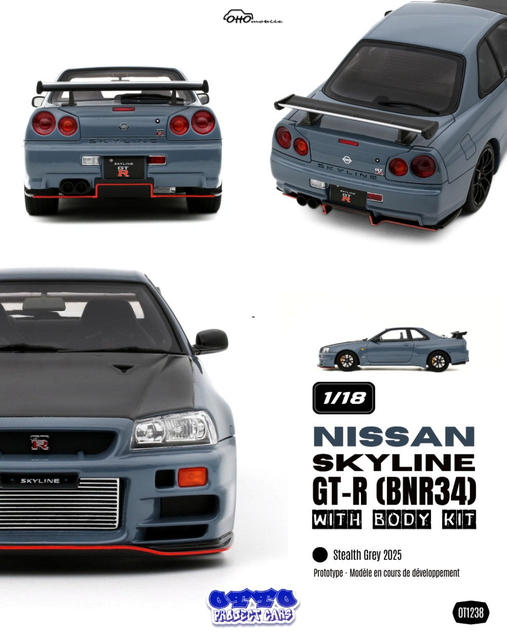 Nissan Skyline GT-R (BNR34) with Body Kit Stealth Grey 2025